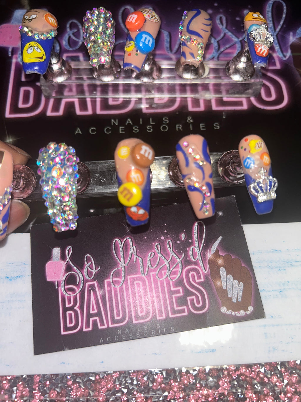 Short M&M coffin acrylic press ons