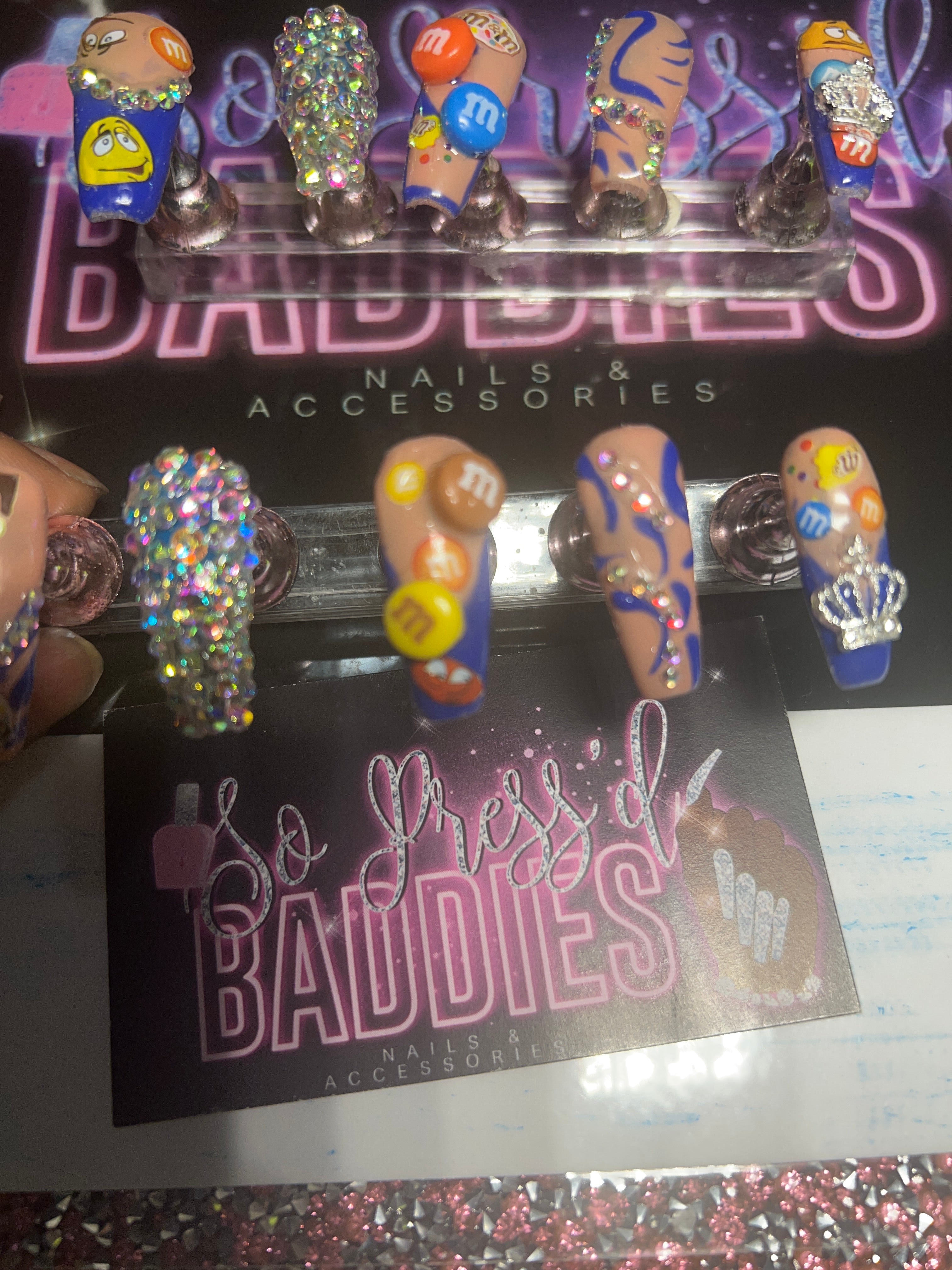 Short M&M coffin acrylic press ons